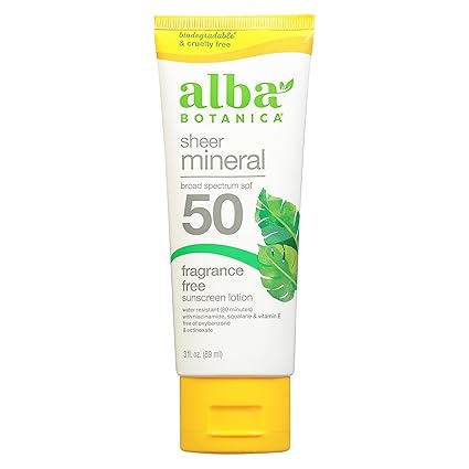 PROTECTOR SOLAR MINERAL TRANSPARENTE ALBA BOTANICA SIN FRAGANCIA FPS 50 3 OZ