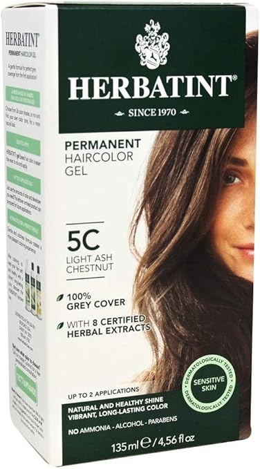 HERBATINT COLORACIÓN CAPILAR NATURAL 5C TINTE PERMANENTE CASTAÑO CLARO CENIZO 4OZ