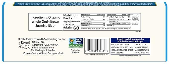 EDWARD & SONS Plain, Unsalted 3.5 OZ