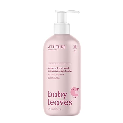 CHAMPÚ Y GEL DE BAÑO 2 EN 1 ATTITUDE BABY LEAVES SIN FRAGANCIA 16 OZ