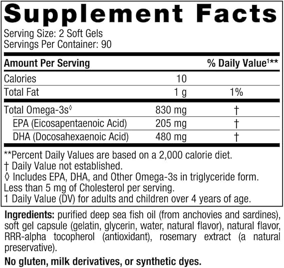 Nordic Naturals DHA Omega-3 830 mg 180 Soft Gels
