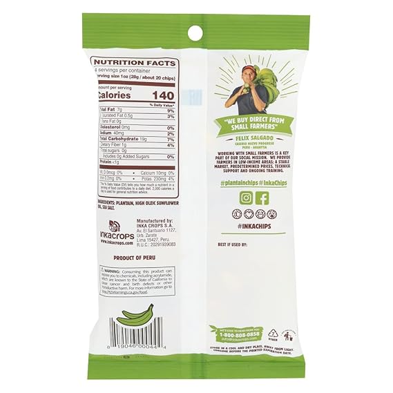 INKA ORIGINAL PLANTAIN CHIPS 4 OZ POUCH