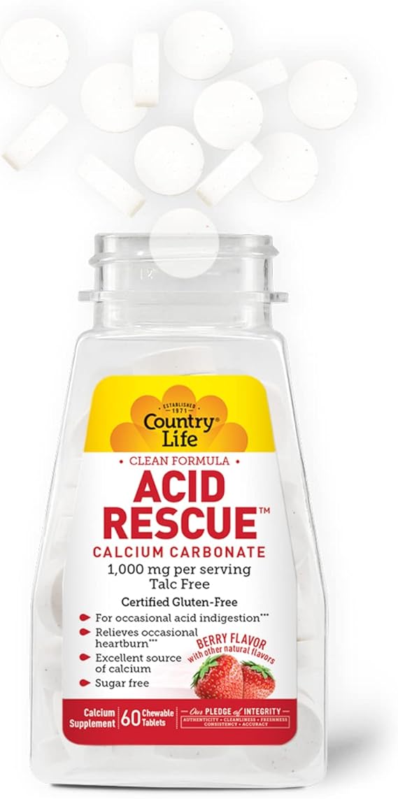 Country Life ACID RESCUE BERRY FLAVOR 60 Wafer