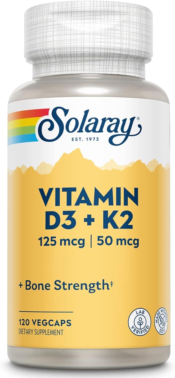Solaray Vit D3 + K2 120CT Veg Capsule