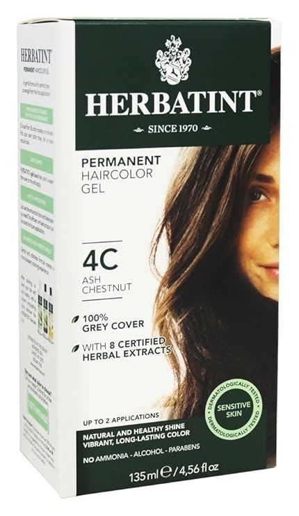 COLORACIÓN CAPILAR PERMANENTE NATURAL HERBATINT 4C CASTAÑO CENIZO 4OZ