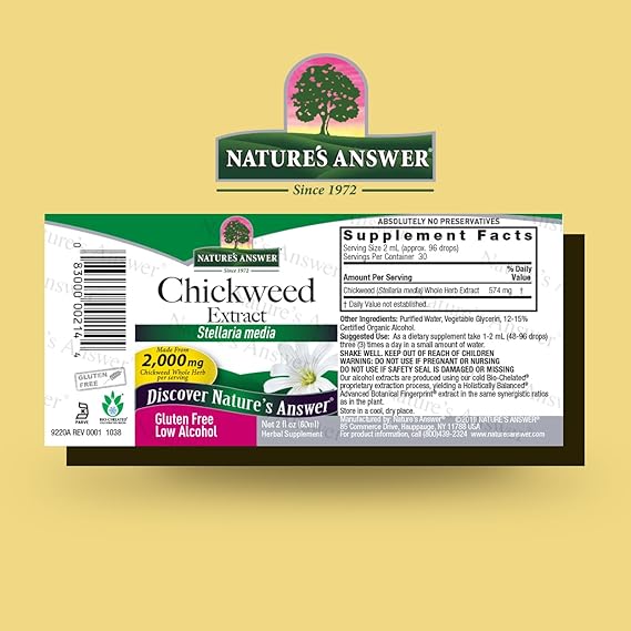 Natures Answer Chickweed Extract Low Grade Alcohol