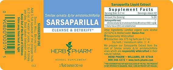 Herb Pharm SARSAPARILLA EXTRACT 1 oz