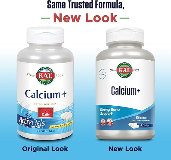 Kal Calcium+ActivGels 1000mg | Calcium, Magnesium, Zinc and Vitamin D-3 