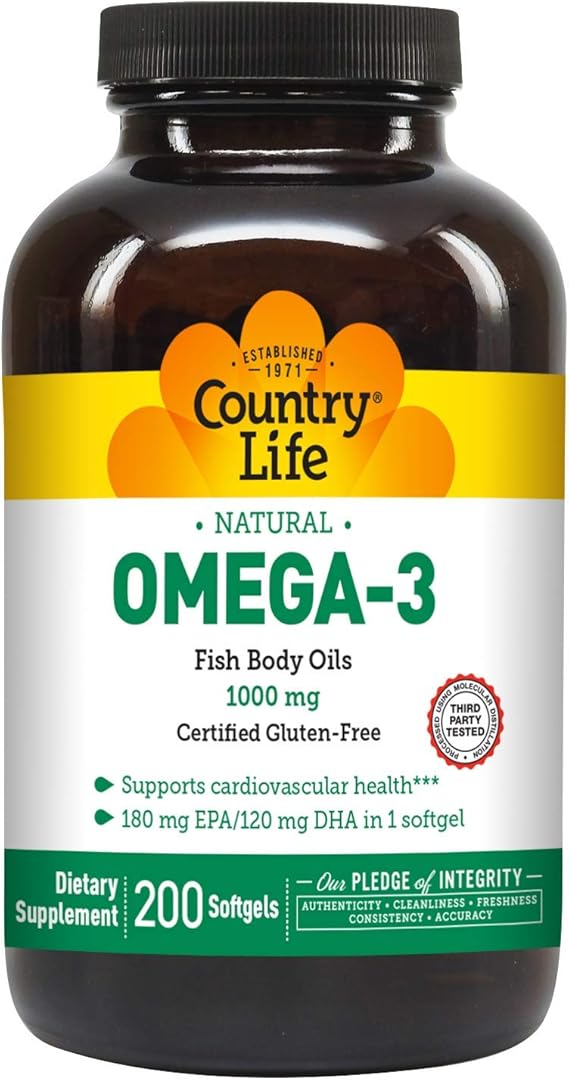Country Life OMEGA-3 FISH OIL 1000MG 200 Softgel