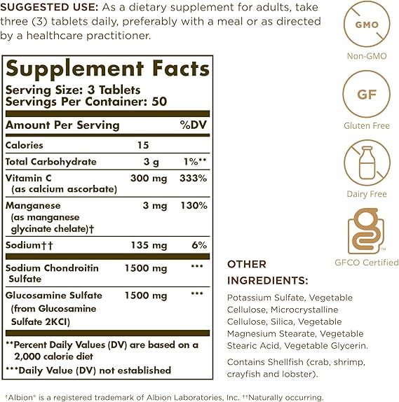 Solgar Extra Strength Glucosamine Chondroitin Complex Tablets