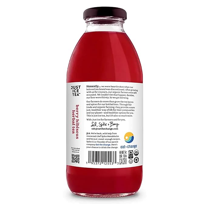JUST ICE TEA Berry Hibiscus Herbal Tea 16 OZ