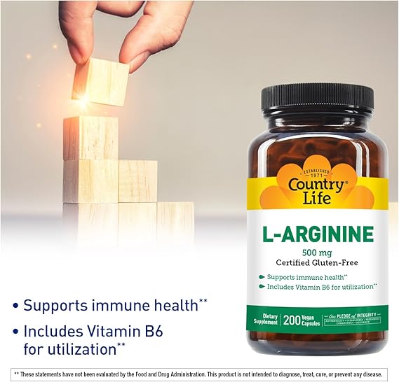 Country Life ARGININE 500MG 200 Vegicaps