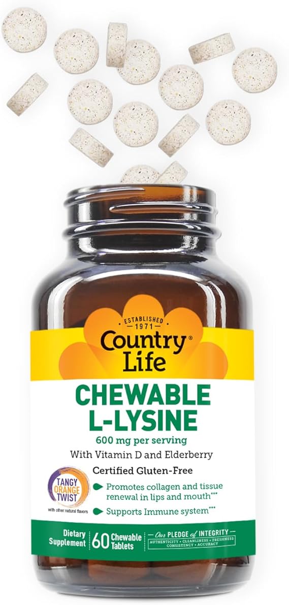 Country Life CHEWABLE L-LYSINE 600MG 60 Chewable