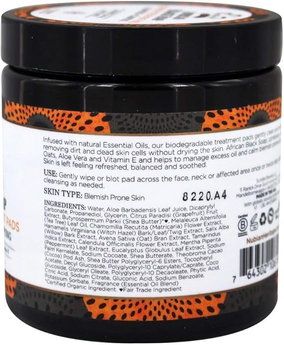NUBIAN HERITAGE AFRICAN BLACK SOAP BLEMISH TREATMENT PADS 60 PADS