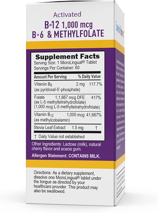 Activated B-12 Methylcoblamin 1,000 mcg B-6 & Methylfolate 1,000 mcg