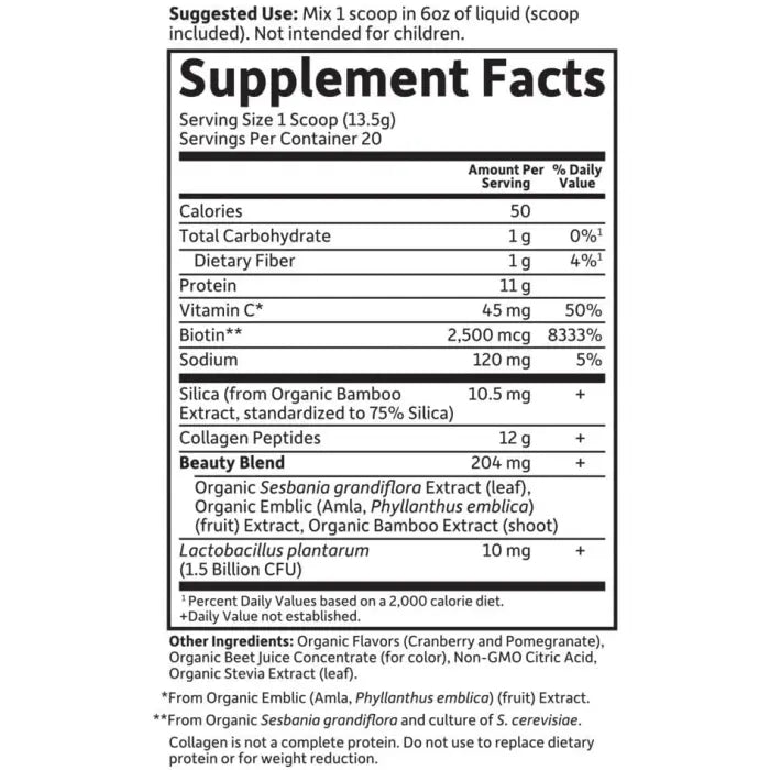 Garden of Life Grass Fed Collagen Beauty Cranberry Pomegranate 270g POWDER