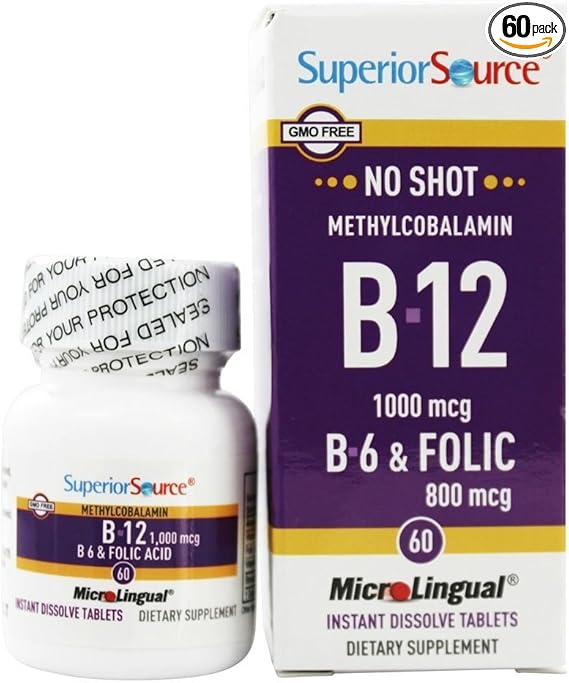 No Shot Methylconbalamin B-12 1,000 mcg B-6 & Folic Acid 800 mcg