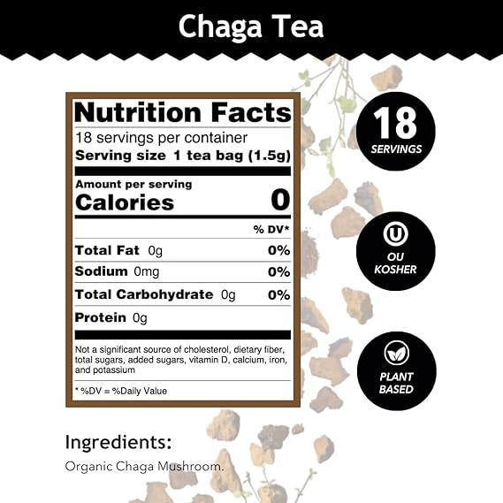 BUDDHA TEAS Organic Chaga Mushroom Tea 18 BAG