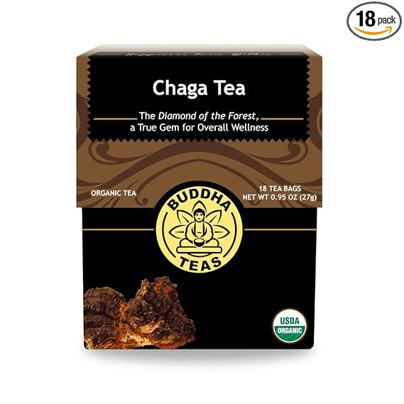 BUDDHA TEAS Organic Chaga Mushroom Tea 18 BAG