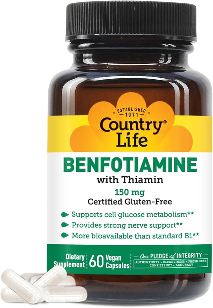 Country Life BENFOTIAMINE WITH VITAMIN B-1 60 Vegicaps