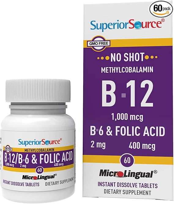 Superior Source No Shot Methylcobalamin B-12 1,000 mcg B-6 2 mg & Floic Acid 400 mcg