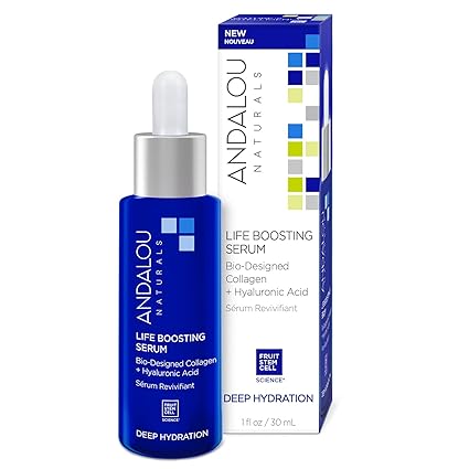 Sérum revitalizante Life Boosting de Andalou Naturals, colágeno de biodiseño + ácido hialurónico
