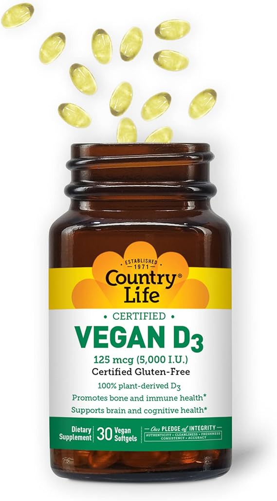 Country Life VEGAN D3 5000IU 30 Softgel