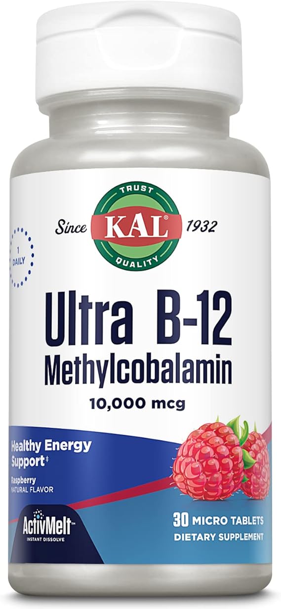 Kal Ultra B-12 Methyl ActivMelt frambuesa 30 tabletas 10000 MCG pastilla