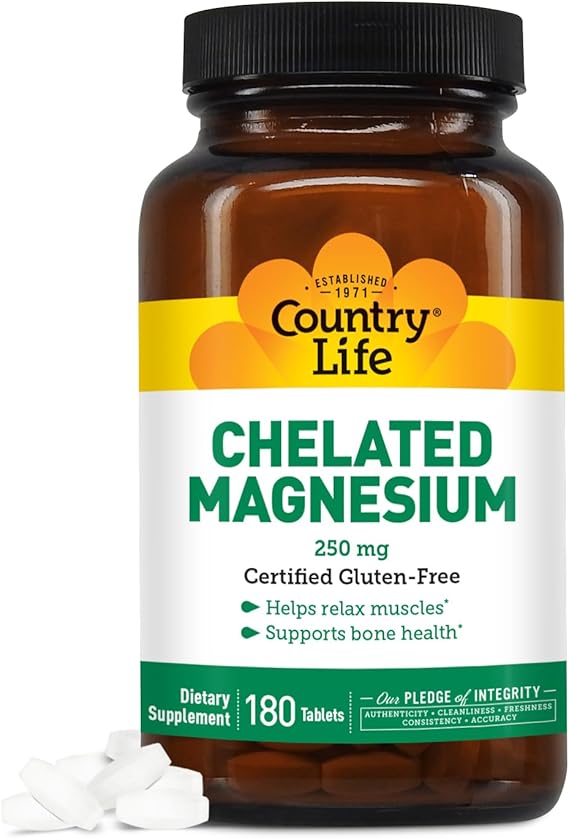 Country Life CHELATED MAGNESIUM 250MG 180 Tablet