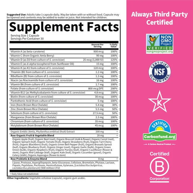 Garden of Life Vitamin Code Raw One for Women 30ct CAPSULES