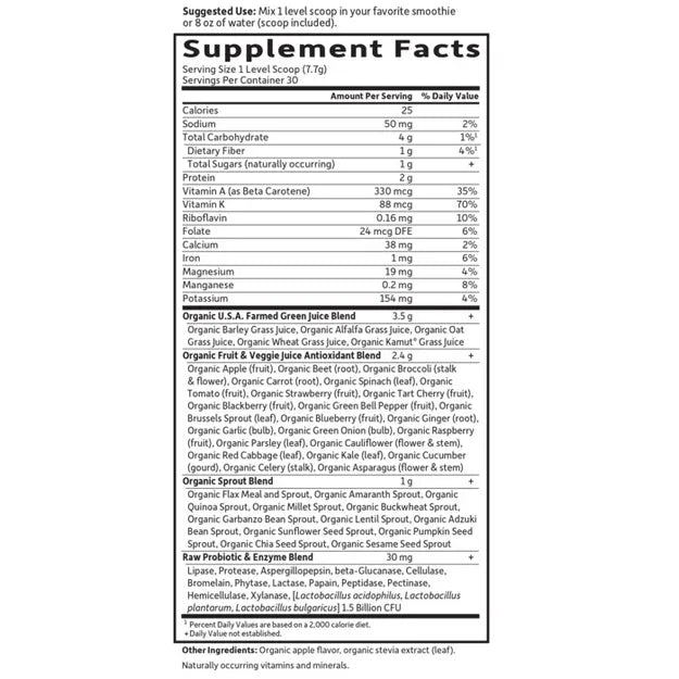 Garden of Life Raw Organic Perfect Food Green Superfood Apple 231g POWDER