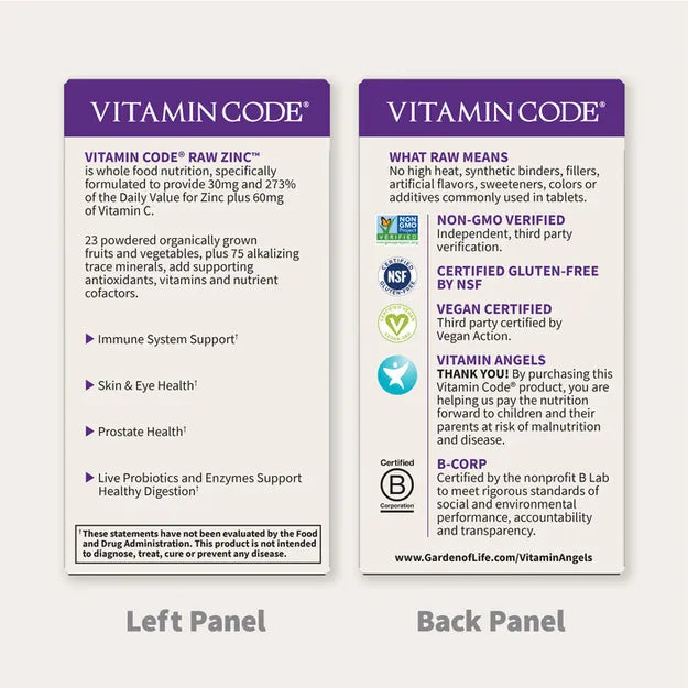 Garden of Life Vitamin Code Raw Zinc 60ct CAPSULES