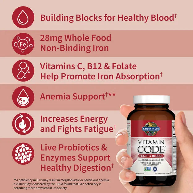 Garden of Life Vitamin Code Healthy Blood 60ct CAPSULES