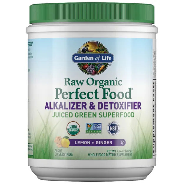 Garden of Life Raw Organic Perfect Food Alkalizer and Detoxifier Lemon-Ginger 282g POWDER