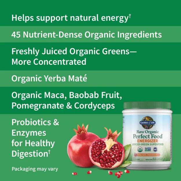 Garden of Life Raw Organic Perfect Food Energizer Yerba Mate Pomegranate 276g POWDER