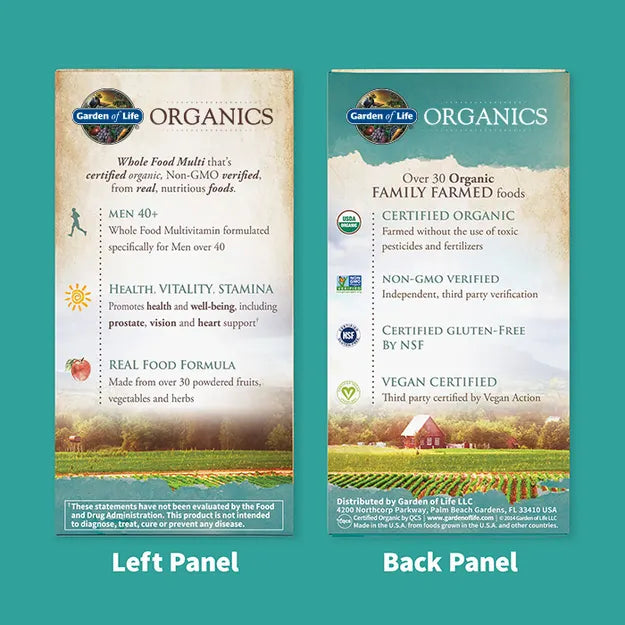 Garden of Life GOL Organics Mens 40 Multi 60ct TABLETS