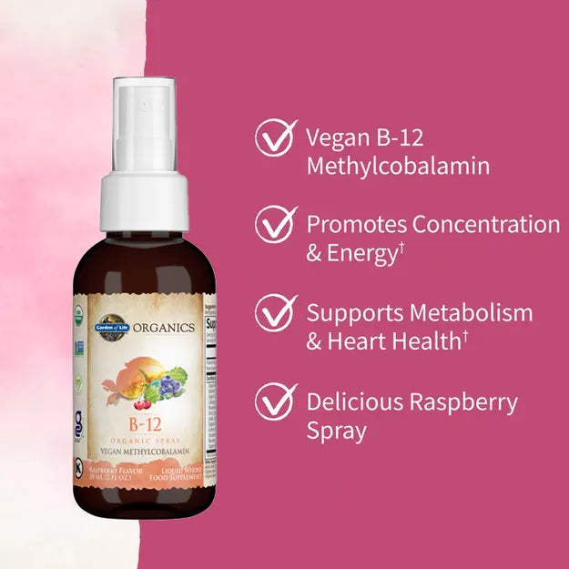 Garden of Life GOL Organics B12 Raspberry 2oz LIQUID SPRAY