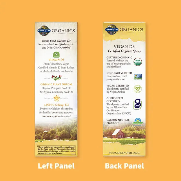 Garden of Life GOL Organics Vegan D3 Vanilla 2oz LIQUID SPRAY