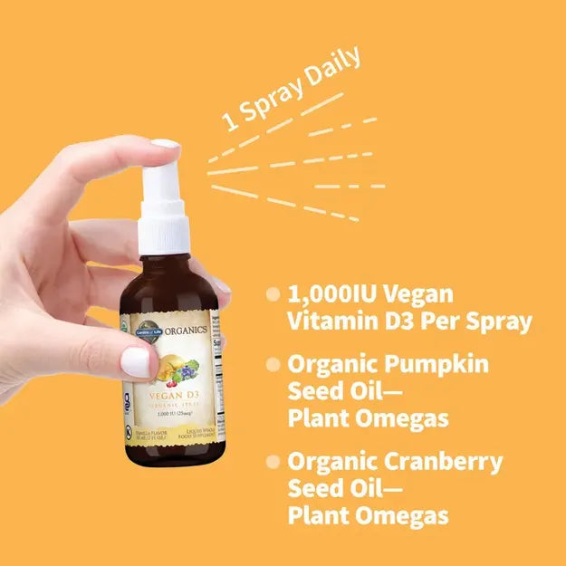 Garden of Life GOL Organics Vegan D3 Vanilla 2oz LIQUID SPRAY