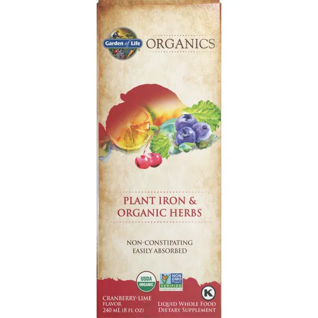 Garden of Life GOL Organics Plant Iron and Herbs Cranberry-Lime 8oz LIQUID