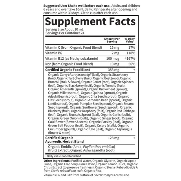 Garden of Life GOL Organics Plant Iron and Herbs Cranberry-Lime 8oz LIQUID