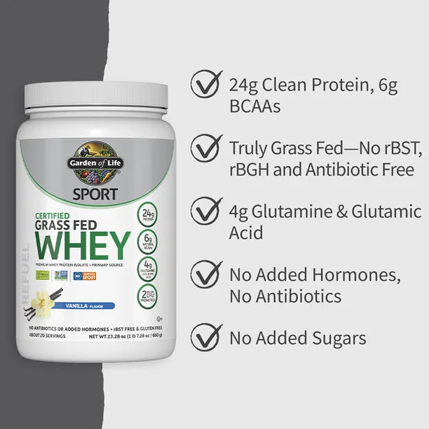 Garden of Life Sport Grass Fed Whey Vanilla 660g POWDER