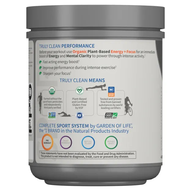 Garden of Life Sport Organic Energy plus Focus Sugar Free Blackberry Cherry 231g POWDER