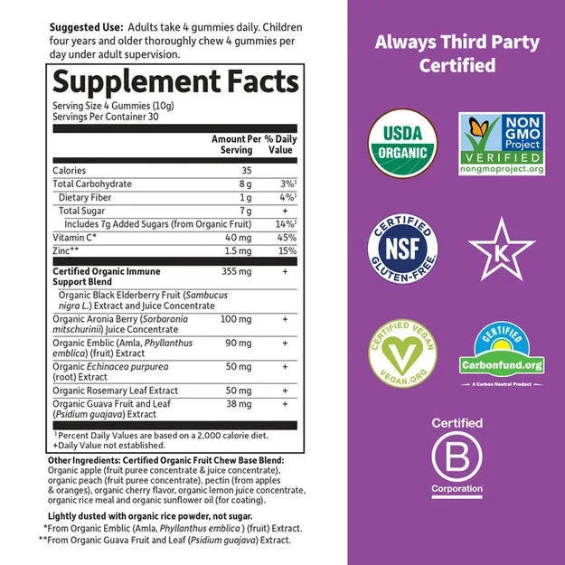 Garden of Life GOL Organics Elderberry 120ct GUMMY