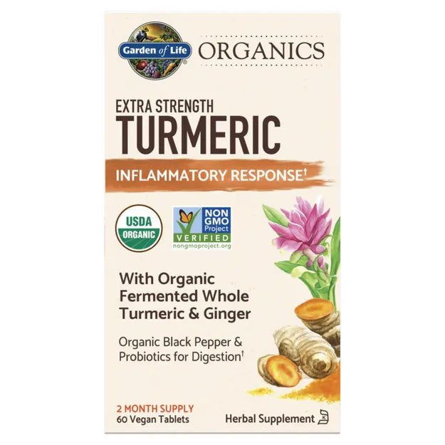 Garden of Life GOL Organics Turmeric Extra Strength 60ct TABLETS