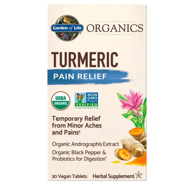 Garden of Life GOL Organics Turmeric Pain Relief 30ct TABLETS