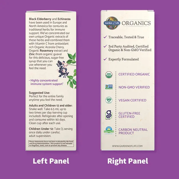 Garden of Life GOL Organics Elderberry Syrup 6.59oz LIQUID