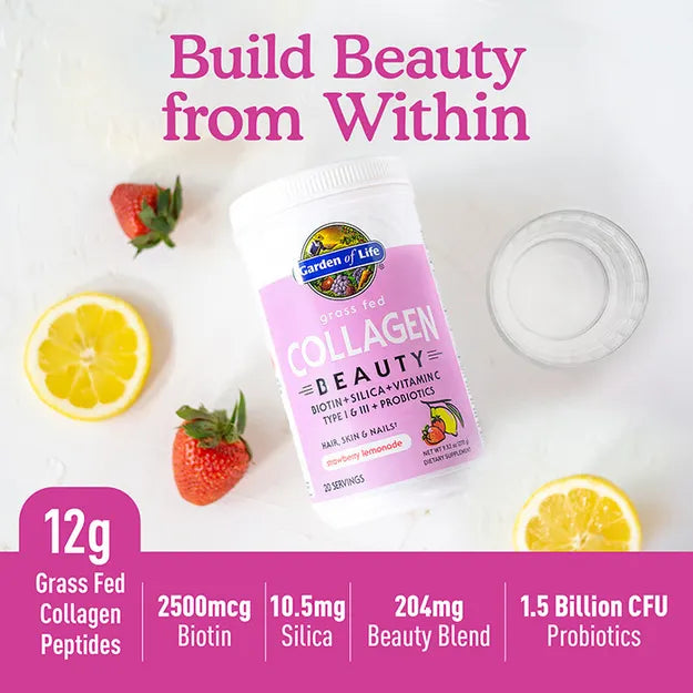 Garden of Life Grass Fed Collagen Beauty Strawberry Lemonade 270g POWDER