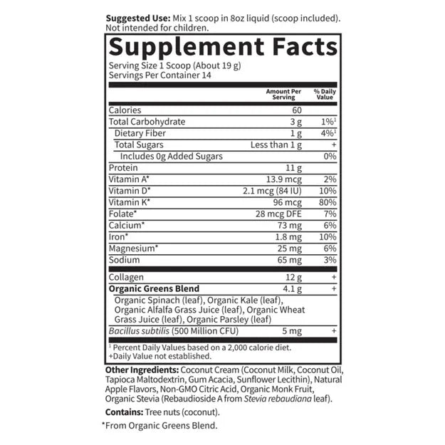 Garden of Life Grass Fed Collagen Greens Beauty Apple 266g POWDER