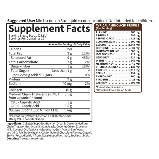 Garden of Life Grass Fed Collagen Creamer Chocolate 342g POWDER